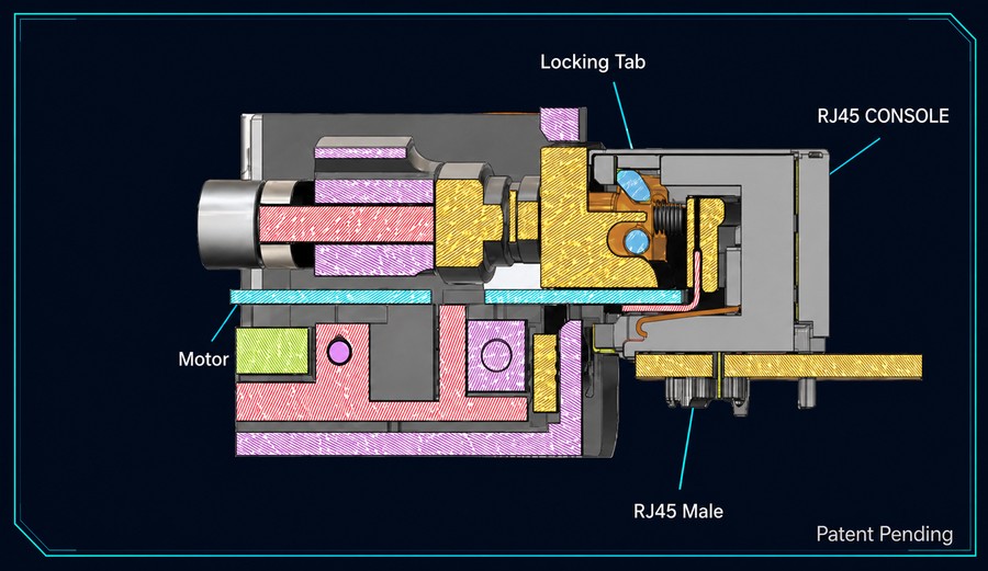 RJ45 electronic port lock with authentication