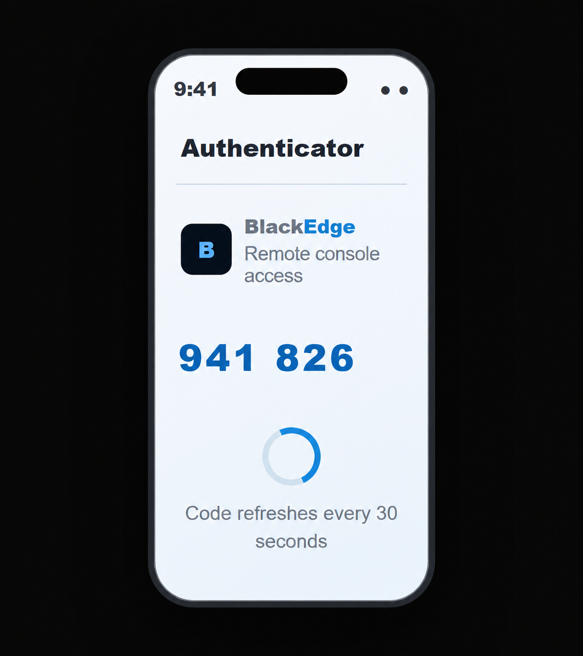 TOTP authentication for BlackEdge remote console access